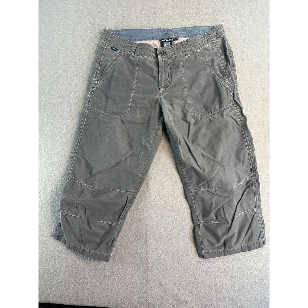 Kuhl Capri Pants Womens 6 Gray Twill KUHLdry Stretch Embroidered Travel Casual